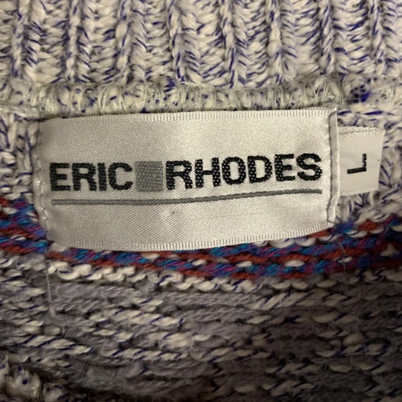 Vintage 90s Eric Rhodes Grandpa Striped Knit Crewneck Sweater Men's Size Large - Picture 3 of 7